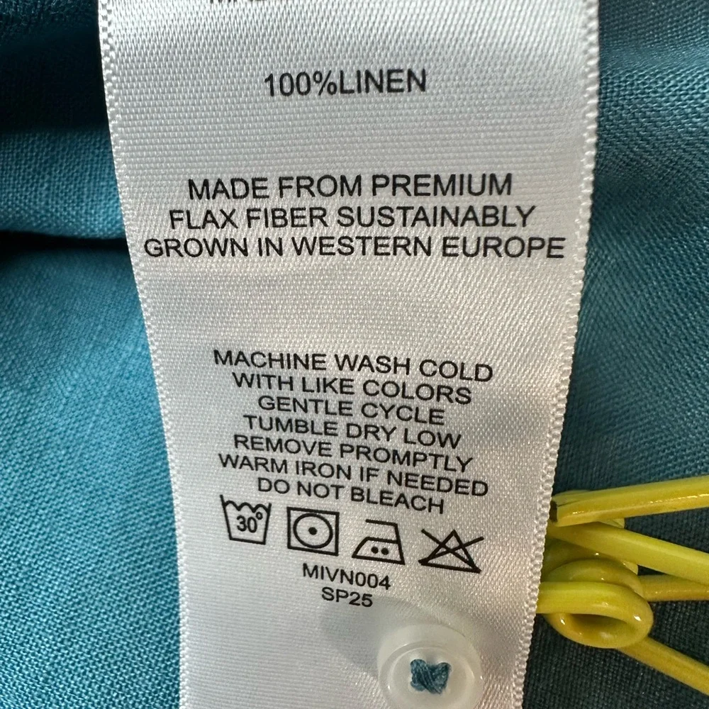 Quince Women 100% European Linen Sleeveless Spring Tank Top Teal Lg Mineral Blue - Picture 7 of 14